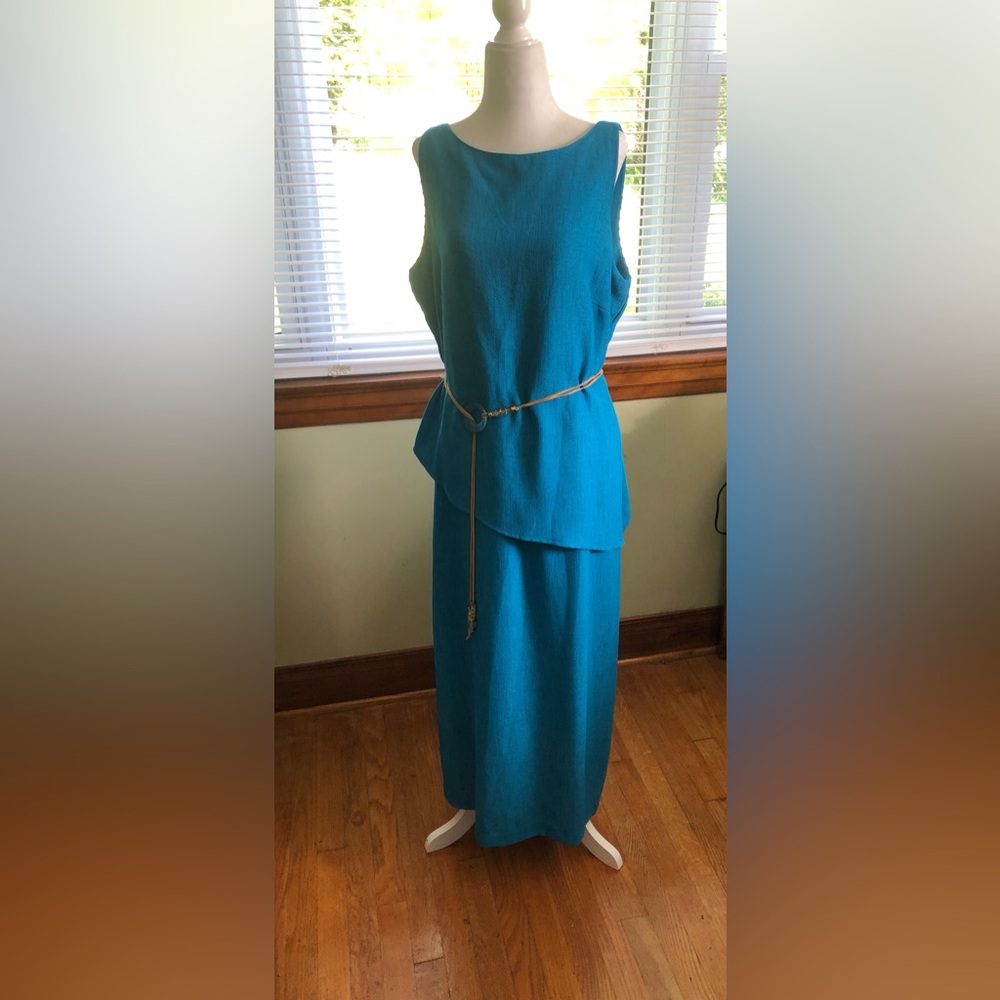 Sheri Martin Turquoise Asymmetrical Maxi Dress